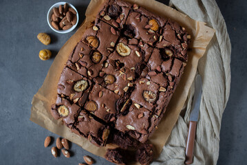 Freshly baked brownie pieces  - 743533023