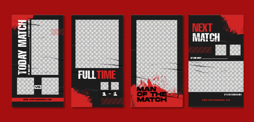 Sport story post template , Football Match day , Full time , Next match Best player