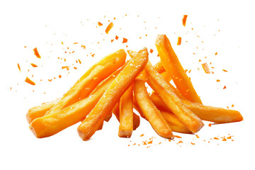 sweet potato fries in motion, creating a dynamic and appetizing composition. - Powered by Adobe