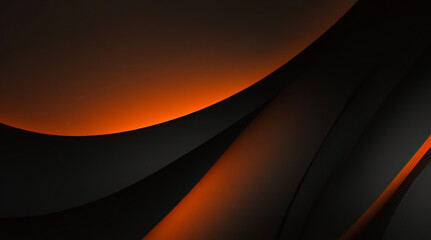 Abstraktes dunkelgraues horizontales breites Banner mit orangefarbenen Lichtlinien auf Leerraum. Futuristischer dunkler Luxus-Hintergrund mit moderner Technologie. Vektorillustration. - obrazy, fototapety, plakaty