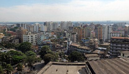 A beautiful sunny view of chittagong city. Top view of chittagong or chattogram city,Bangladesh .skyline of chattogram city.