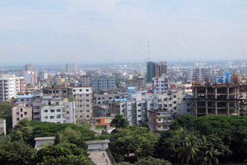 A beautiful sunny view of chittagong city. Top view of chittagong or chattogram city,Bangladesh .skyline of chattogram city.
