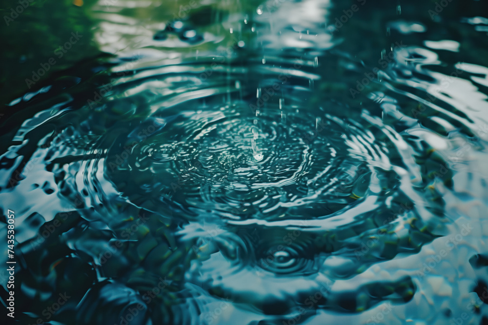 Poster water splash in the forest. water is the source of life. a slide background for showcasing the impor