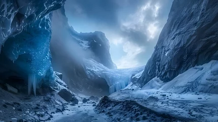 Fotobehang Glacial Cave , A Winter Wonderland © Prangthip