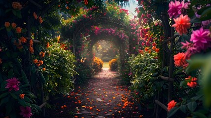 Fairytale-inspired Flower Pathway Leading to an Endless Garden