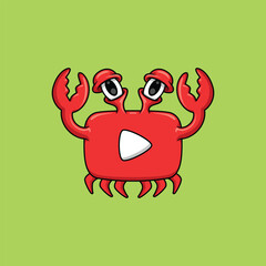 Adorable Cartoon of YouTube Logo in the Shape of a Crab