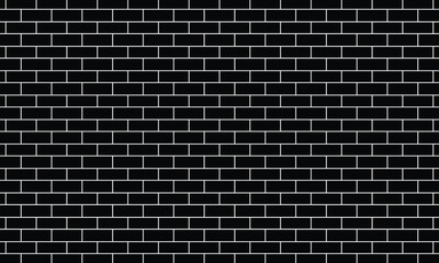 Subway tile background. White brick seamless pattern on black background for kitchen backsplash, bathroom wall, shower. Vector illustration