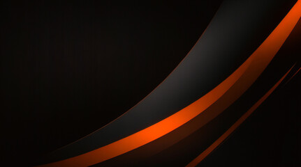 空白スペースにオレンジ色の光の線が入った抽象的な濃い灰色の水平方向の広いバナー。未来的な暗い豪華な現代技術の背景。ベクトルの図。 - obrazy, fototapety, plakaty