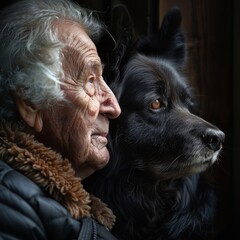 A pet owner shares a profound bond with their aging pet during a moment of reflection.