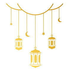 Ramadhan Golden Lantern Moon and Stars