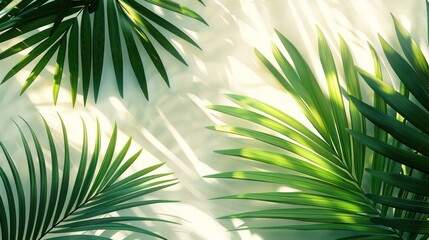 tropical large green leaves on a white background. mockup generative ai.