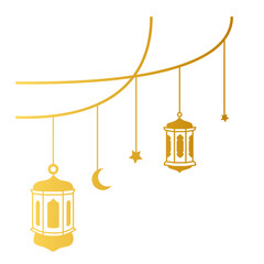 Ramadhan Golden Lantern Moon and Stars