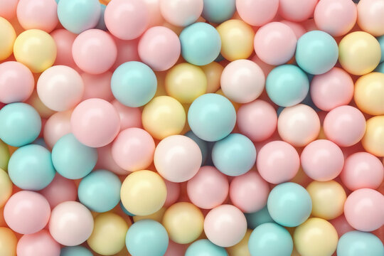 Abstract pastel colored background. Soft colors balls and bubble gums. Digital Illustration © Giuseppe Cammino