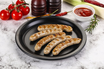 Grilled natural organick white sausages