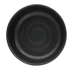 Black ceramic bowl on transparent background