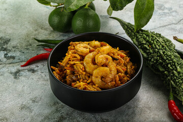 Indian cuisine - briani with prawns