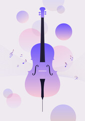 Vector illustration of a purple cello.