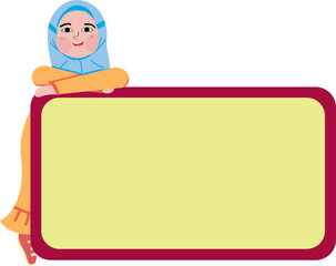 Muslim kids holding banner