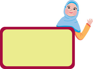 Muslim kids holding board