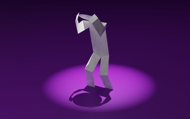 頭を抱えてかがみ込む紙人形