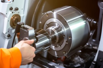 Skilled engineer using automated lathe to craft intricate and precise components