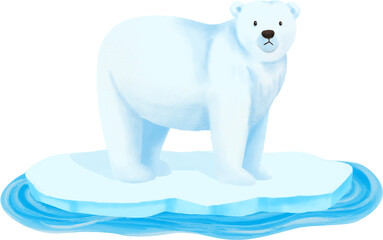 Polar Bear on Melting Ice Illustration