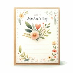 Happy Mother's Day card and postcard.  watercolor illustration, greeting cards set with flowers. Concept of diverse family.