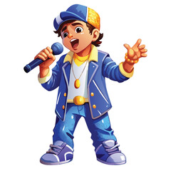 boy singing  watercolor vector