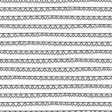 Black and white zigzag hand drawn seamless pattern.