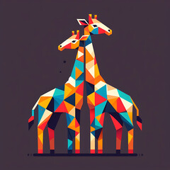 flat logo of Vector giraffe illustration vector, colorful giraffe illustration