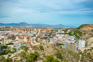 Fototapeta na wymiar Alicante, Spain. View over the city from Santa Barbara Castle 