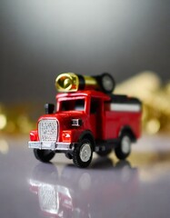 toy truck on the road, mini fire truck toy vehicle 