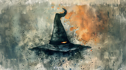 Watercolor Witch hat