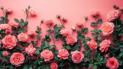 Pink Roses on Background, Ideal for Romantic Themes.