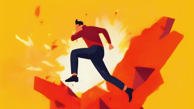 A person breaking soing in a fit of rage. Psychology art concept. .