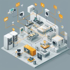 Isometric Smart Home Technology Concept With Connected Devices