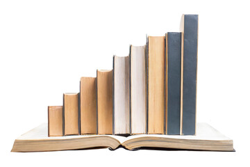 Open book with rising book Infographics bar chart