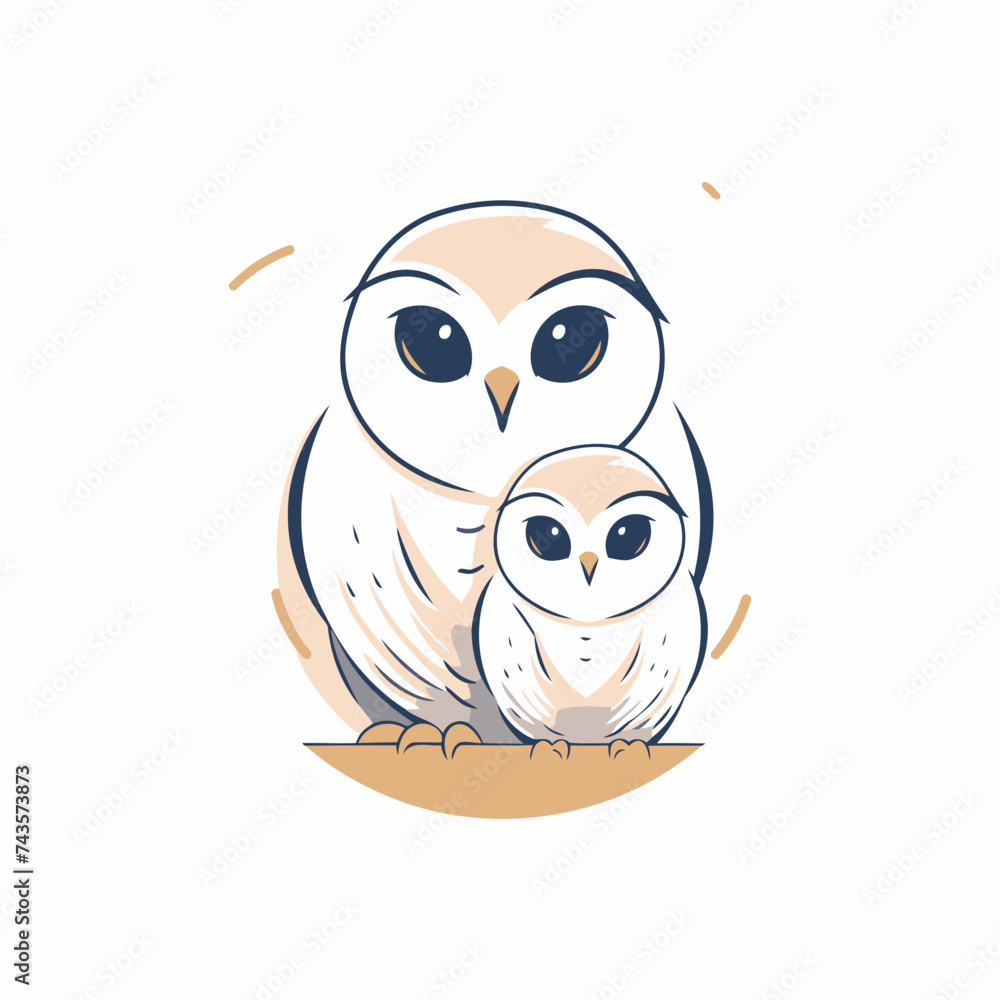 Poster owl family. vector illustration. cute cartoon character. flat design.