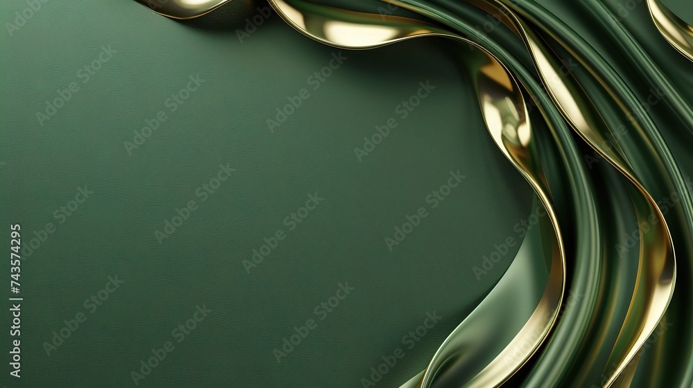 Poster luxury green curve with border golden curve lines background