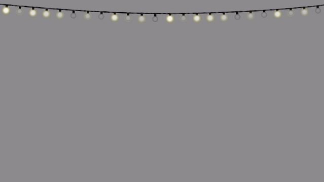 Blinking string round bulbs_1 line Christmas festive decoration light_loop animation with alpha channel