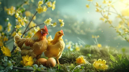 Zelfklevend Fotobehang chicken and eggs © Jeanette