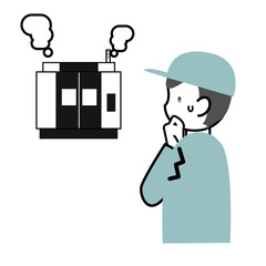 NCマシニングが故障して困る男性作業員