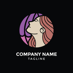 Abstract, Simple, Modern, Elegant, Pink, Purple Colored Beautiful Women Face Business Logo Design Branding And Identity