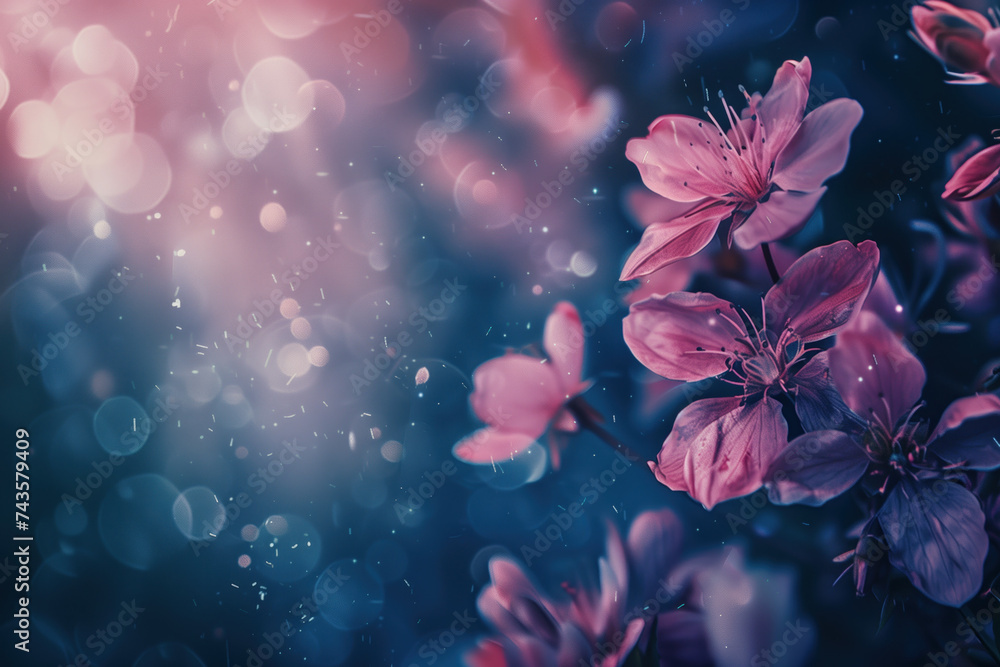 Poster background with flowers and bokeh. a slide background for showcasing creative content. background im