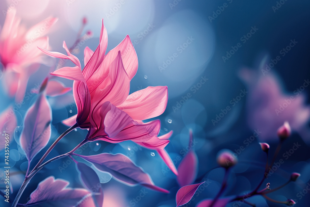 Poster background with flowers and bokeh. a slide background for showcasing creative content. background im