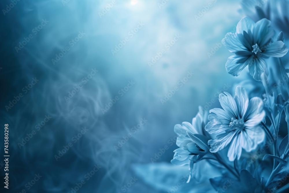 Aufkleber blue flowers and smoke background. a slide background for showcasing creative content. background im