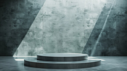Modern green Marble Background With Round Pedestal podium in Indoor Setting