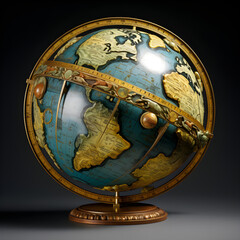 Focus on Africa, Europe, and Asia: A Detailed Spinning Globe on a Metallic Stand