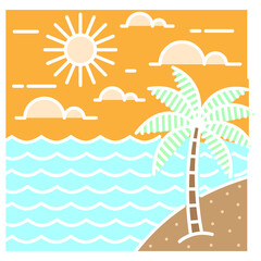 illustration of beach monoline or line art style