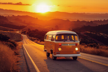 a hippie van, road trip